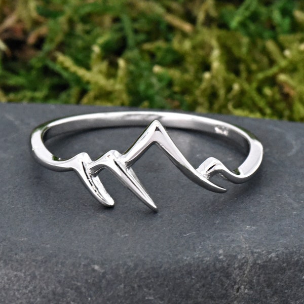 Minimalist Mountain Ring, High & Low Mountain Range Ring, Sterling Silver Ring, Womens Ring, Thumb Ring