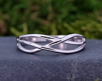 Simple Multiple Wire Criss Cross Women's Ring | Solid 925 Sterling Silver Multi Infinity Cross Ring | Womens Fashion Trendy Layered Ring