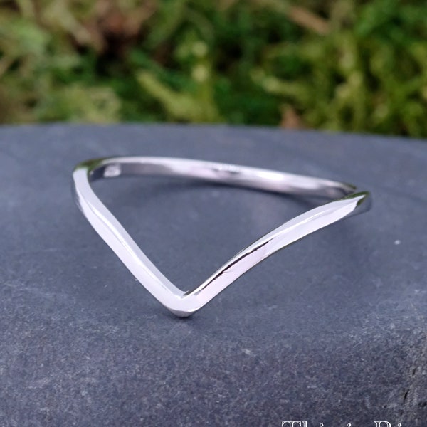 Minimalist Wishbone V Shape Ring | Solid Silver Ring | Women Thumb Ring | Stackable Ring Sterling Silver