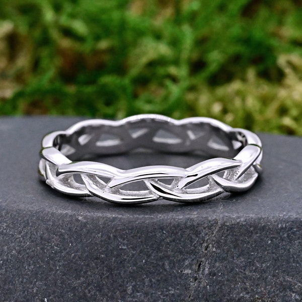 Celtic Knot Braid Eternity Band • Solid 925 Sterling Silver Braided Knot Ring • 3.5mm Celtic Knot Engagement Ring • Celtic Wedding Band