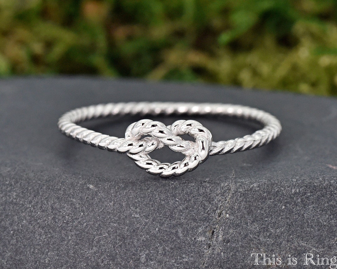 Minimalist Overhand Knot Promise Ring Simple Silver Ring Womens Ladies