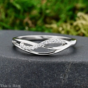 Criss Cross Tree Leaf Infinity Ring – Sterling Silver Band, Sizes 4-10 - View #12