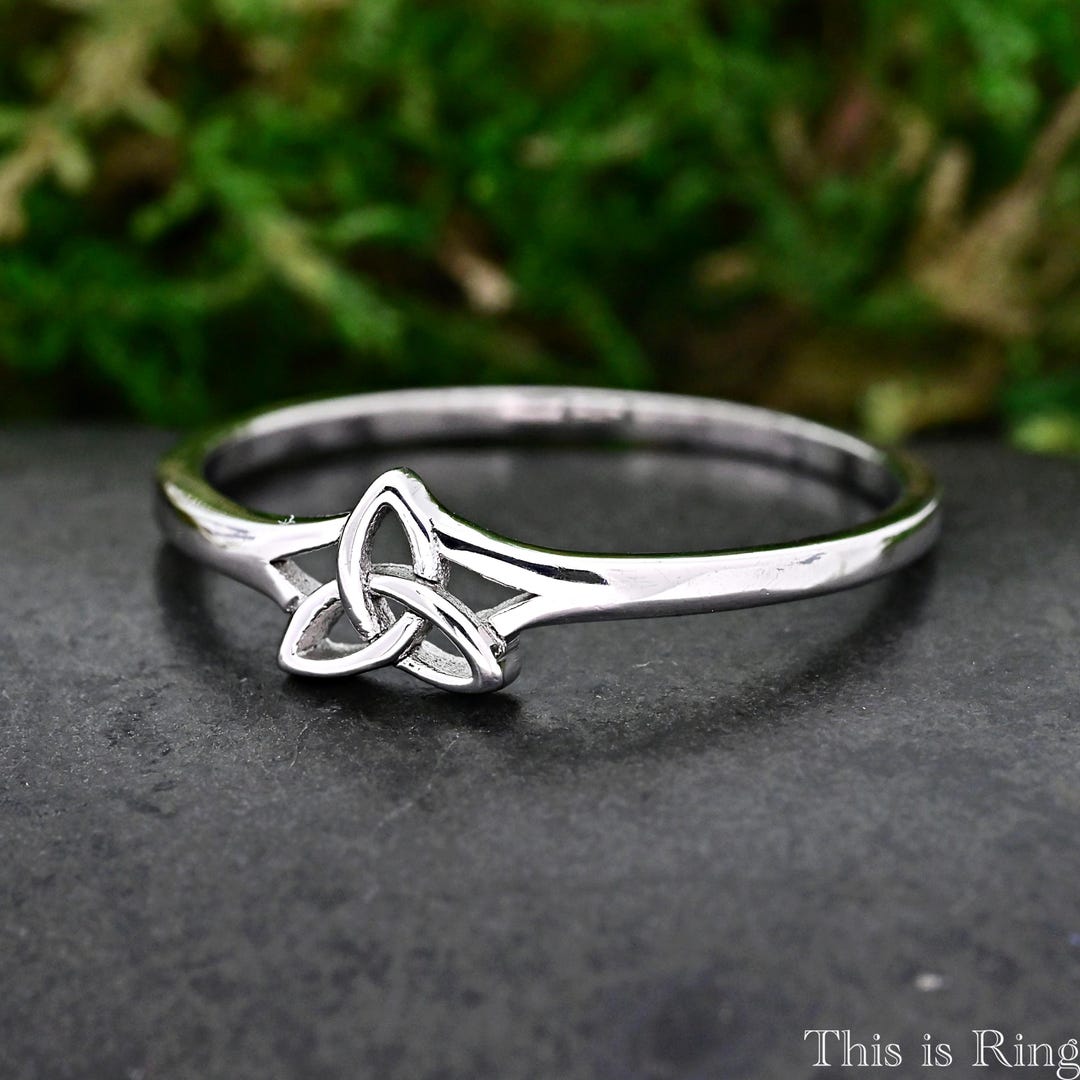 Minimalist Celtic Trinity Knot Ring Solid 925 Sterling Silver Simple ...