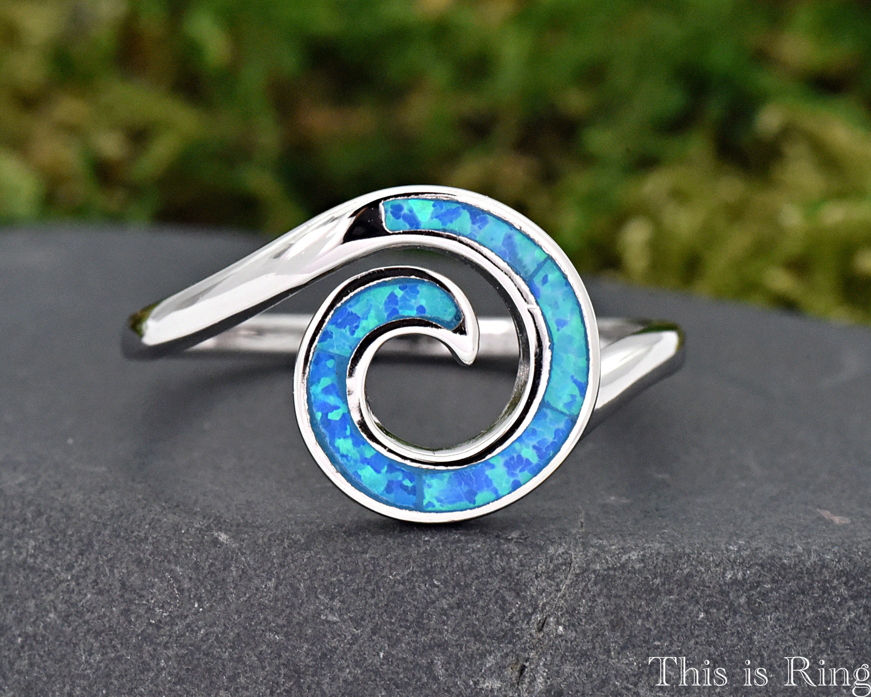 Blue opal shop wave ring