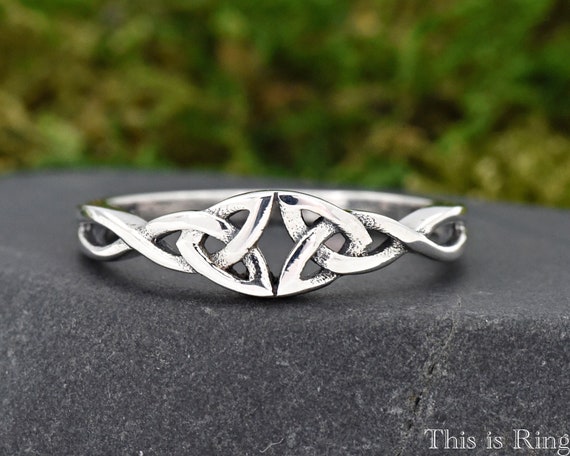 Ancient Silver Toe Thumb Finger Ring Celtic Style Pattern Womens Size D and  up