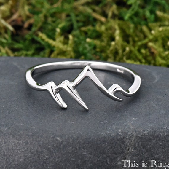 Minimalist Mountain Ring High Low Mountain Range Ring Sterling
