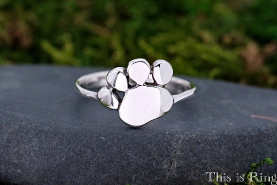 Dog Paw Ring with Heart Shape Diamond in 14K Rose Gold - Diamondwish.com
