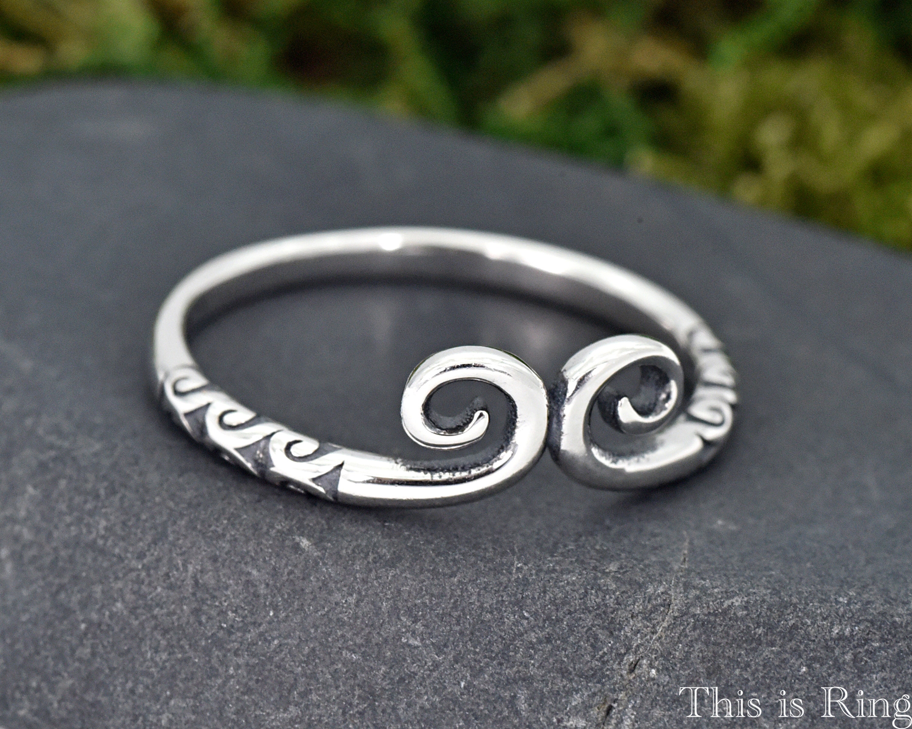 Unique Sun Wukong Headband Oxidized Side Sterling Silver Ring 