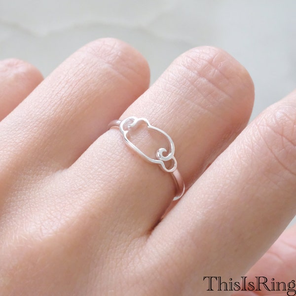 Cloud Ring | Womens Girls Cloud Ring | Solid 925 Sterling Silver Ring | Nimbus Cloud Ring | Trendy Fashion Ring | Everyday Silver Ring