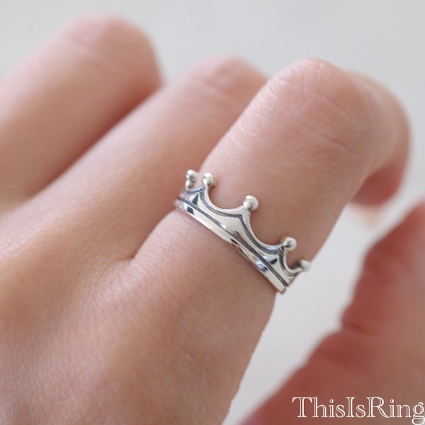 Cute Crown Princess Tiara Design 925 Sterling Silver Ring, Women's Tiara Ring, Silver Crown Ring, Minimalist List Crown Tiara Ring