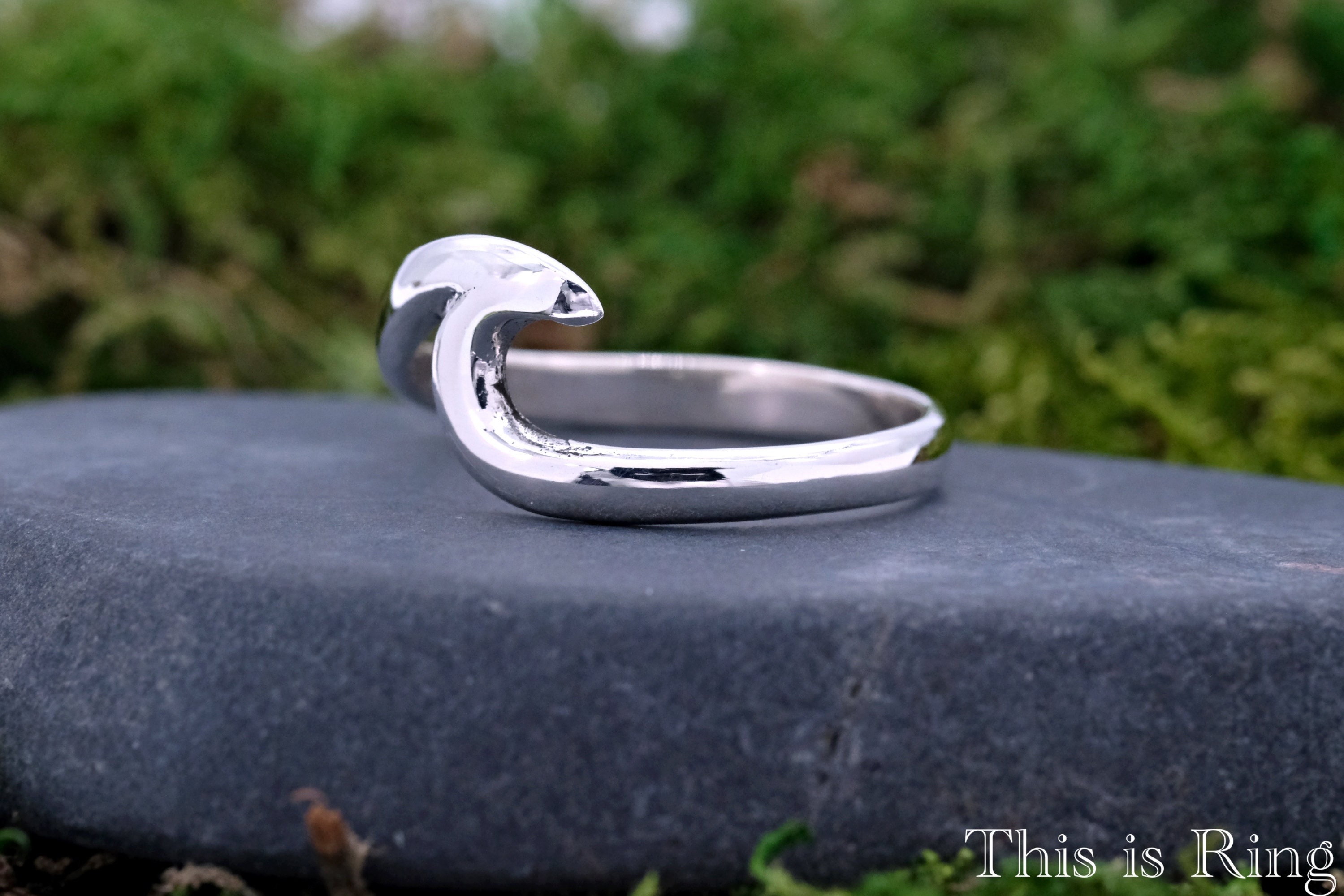 Blue Wave Rings For Women Minimalist Large Wave Rings, 925