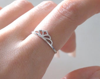 Sterling Silver Princess Tiara Ring • Womens Crown Ring • Crown Ring • Trendy Fashion Ring • Womens Silver Ring • Statement Ring • Hobo Ring