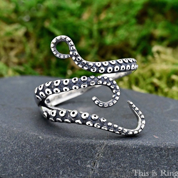 Sterling silver octopus tentacle cheap ring
