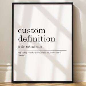 Custom Definition Print framed, unframed, postcard or printable; Minimalist design; Office decor; Definition wall art.