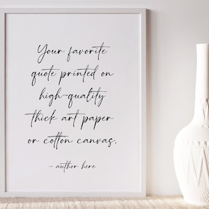 Citation de calligraphie encadrée ; Impression de devis personnalisé, encadré ou non ; Impression de poème personnalisée ; Poster personnalisé ; verset de la Bible ; Votre texte ici.