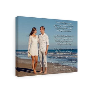 Custom photo canvas with your text or poem. Personalized gift with photo and message. Meaningful wall art for home or loved one.