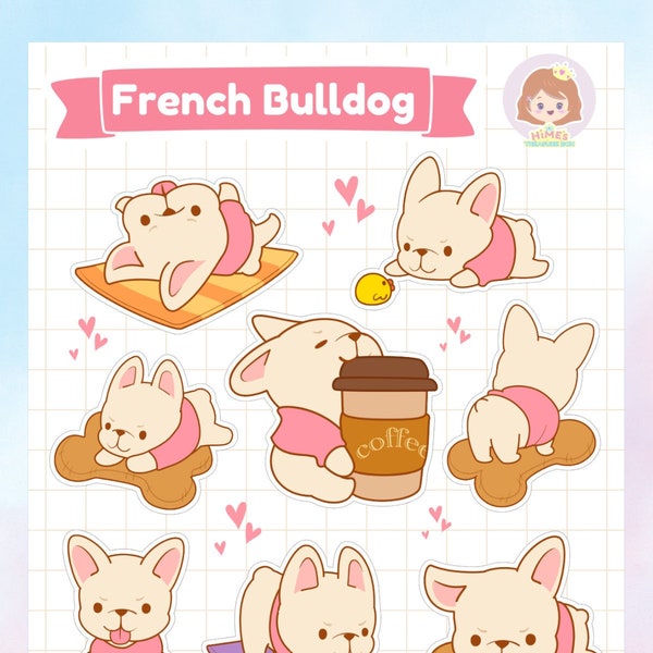 French Bulldog Sticker Sheet kawaii stationery