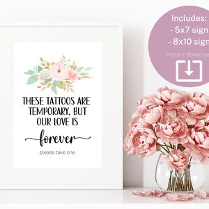 Floral Bridal Shower | Temporary Tattoos Sign | Printable