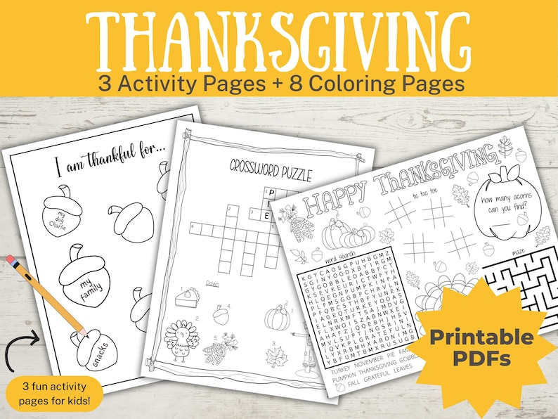 Printable Thanksgiving Activity + Coloring Pages for Kids | Word Search ...