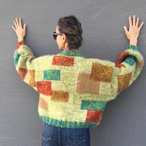 Rainbow stripes multicolor cardigan Ready to ship,Chunky, Oversized Cardigan,Soft Jumper,Multicolor Sweater,Degrade Cardigan,Striped Sweater