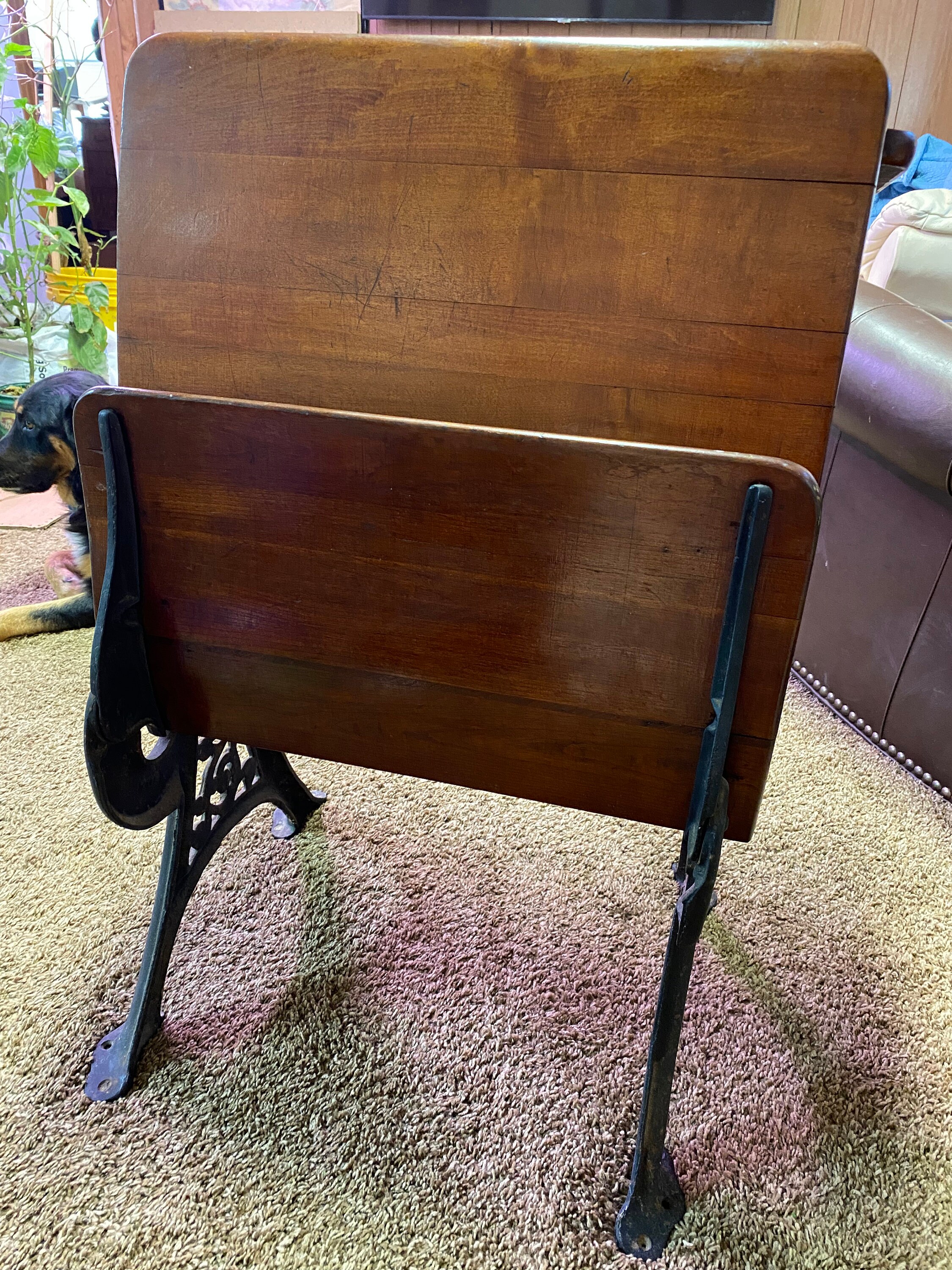 Antique Wood and Cast Iron School Desk in Good Condition Etsy