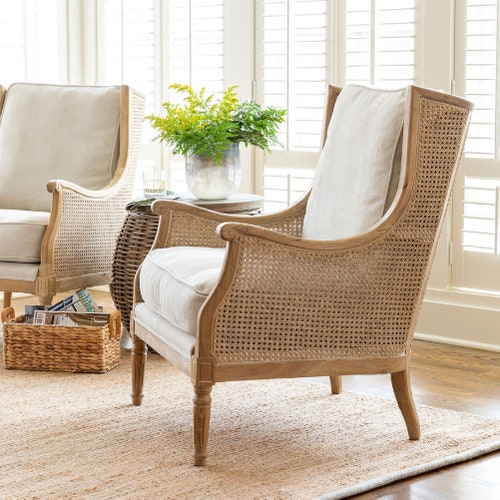 Cane Back Wing Chair French Style Accent Chair Vintage Cane Etsy