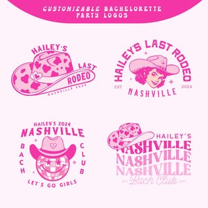 Aangepast logo Cowgirl Bach, Nashville Bachelorette-logo, logo&#39;s bruidsfeest, western thema Bach, retro cowgirl cowboyhoed logo sjabloon