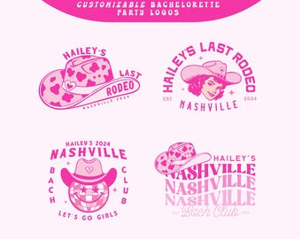 Aangepast vrijgezellenlogo cowgirl, westernthema Nashville (svg, png, pdf)