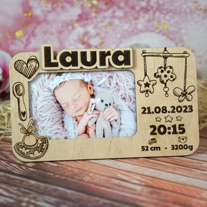 Picture frame. Child's birth certificate. birth details. Laser cut files. cdr. Digital pattern