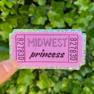 Midwest Princess glitter sticker | Chappell Roan Pink Pony Girl Midwest Princess HotToGo Red Wine Supernova Good Luck Babe Femininomenon |