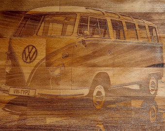 Snijplank hout 450x280 met Volkswagen T1 Bus