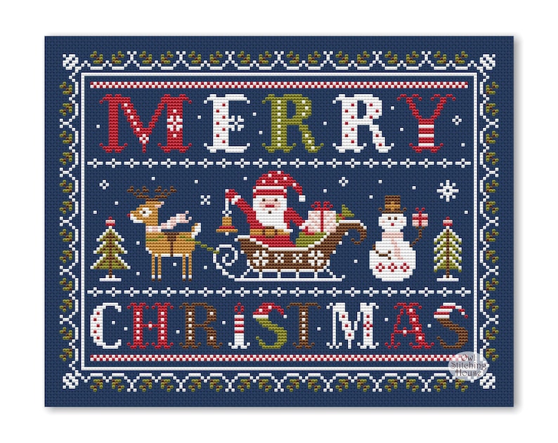 Merry Christmas Cross Stitch Pattern: Holiday Sampler (PDF Pattern) - Etsy