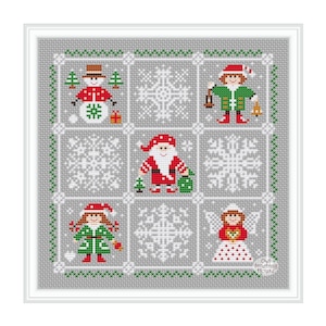 Christmas Patchwork Cross Stitch Pattern: Winter Sampler (PDF Pattern)