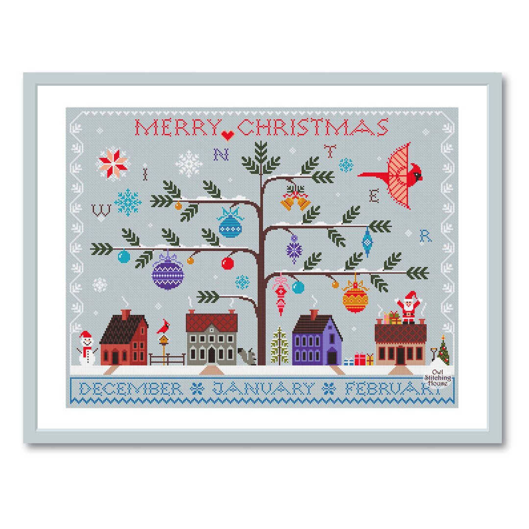 Merry Christmas Tree Cross Stitch Pattern: Winter Sampler (PDF Pattern ...