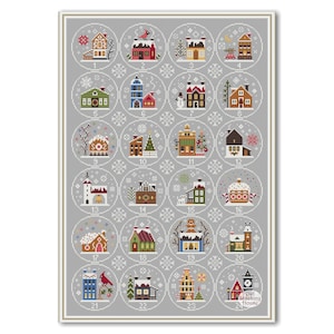 Christmas House cross stitch Advent Calendar, Merry Christmas sampler, Winter Advent Sampler pdf, Christmas House pattern
