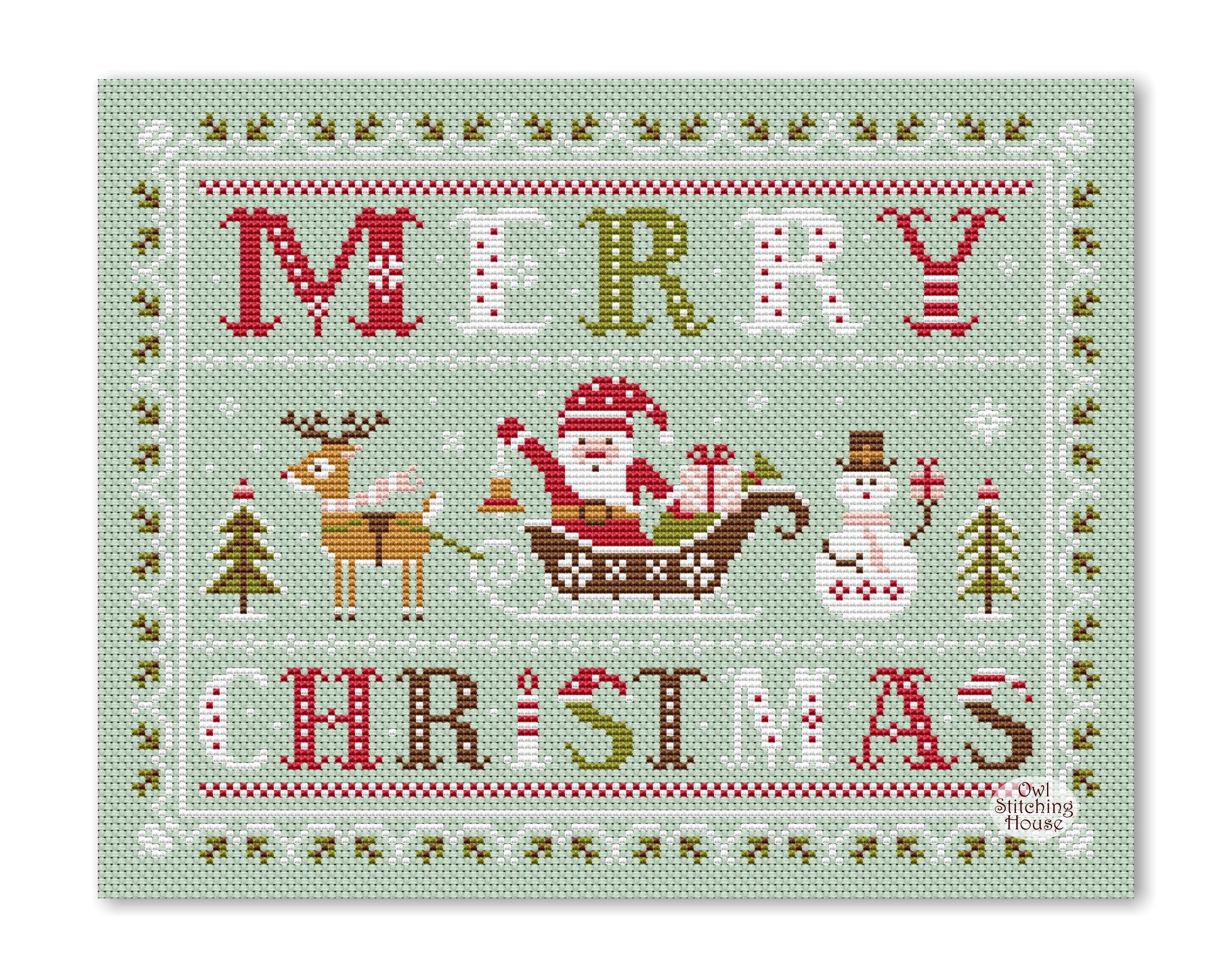 Merry Christmas Cross Stitch Pattern: Holiday Sampler (PDF Pattern) - Etsy