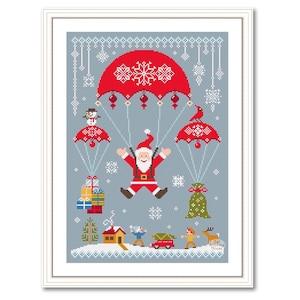 Santa Parachute Christmas Cross Stitch Pattern (PDF)