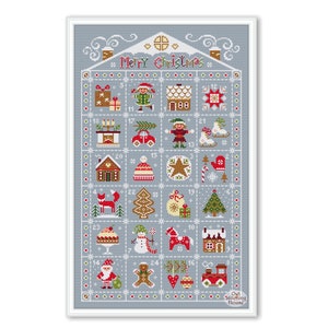 Merry Christmas Advent Calendar cross stitch, Merry Christmas sampler, Winter Advent Sampler pdf, Cross Stitch pattern