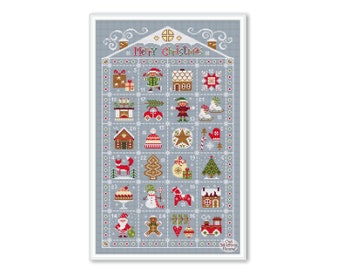 Frohe Weihnachten Adventskalender Kreuzstich, Frohe Weihnachten Sampler, Winter Advent Sampler pdf, Kreuzstichmuster