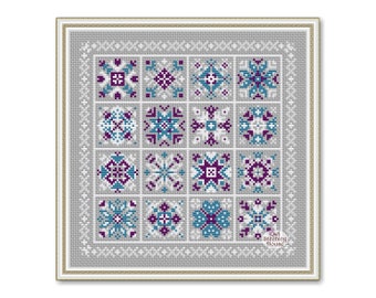 Christmas Patchwork Cross Stitch Pattern: Winter Sampler (PDF Pattern)
