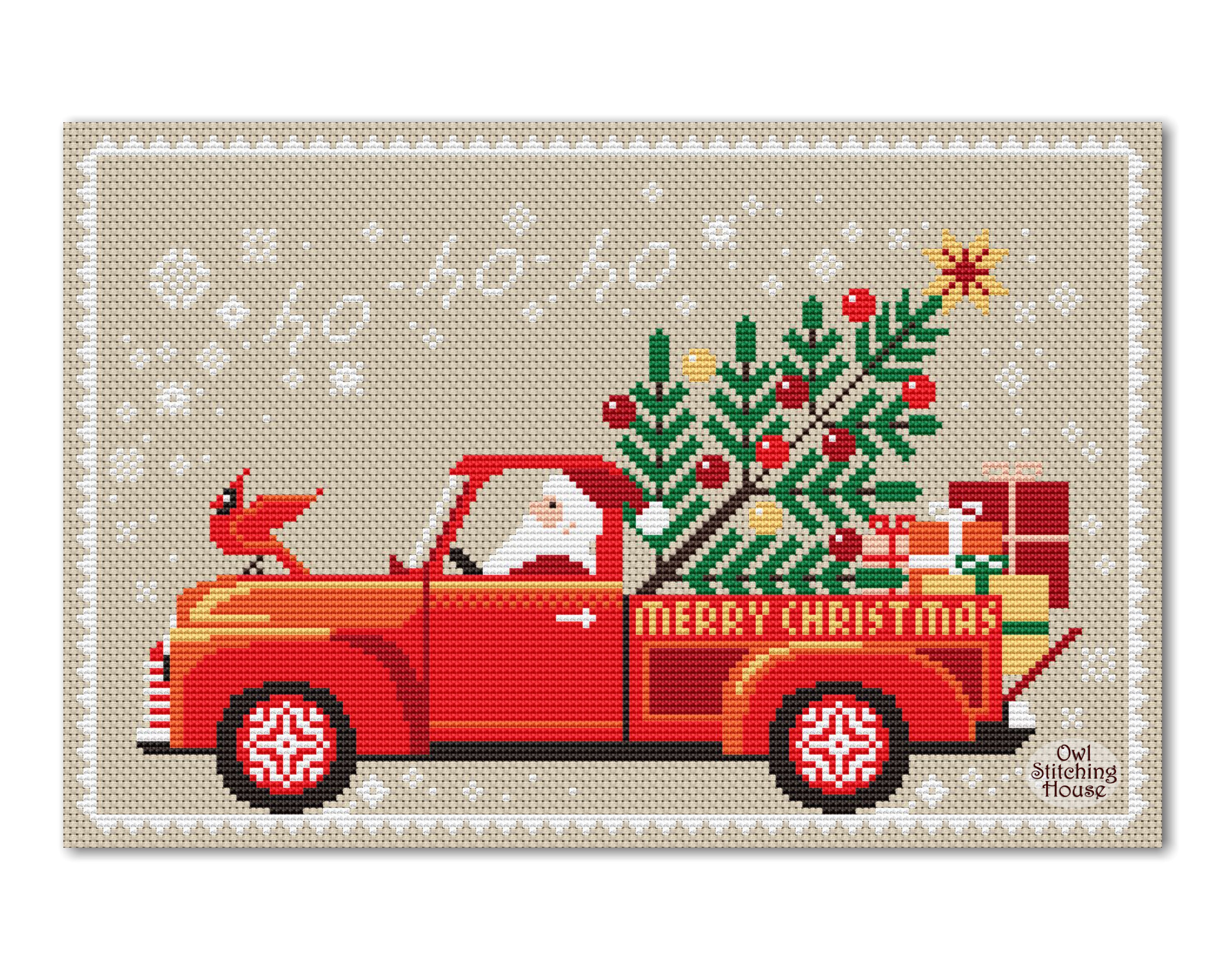 Merry Christmas Cross Stitch Pattern Winter Sampler Santa With a ...