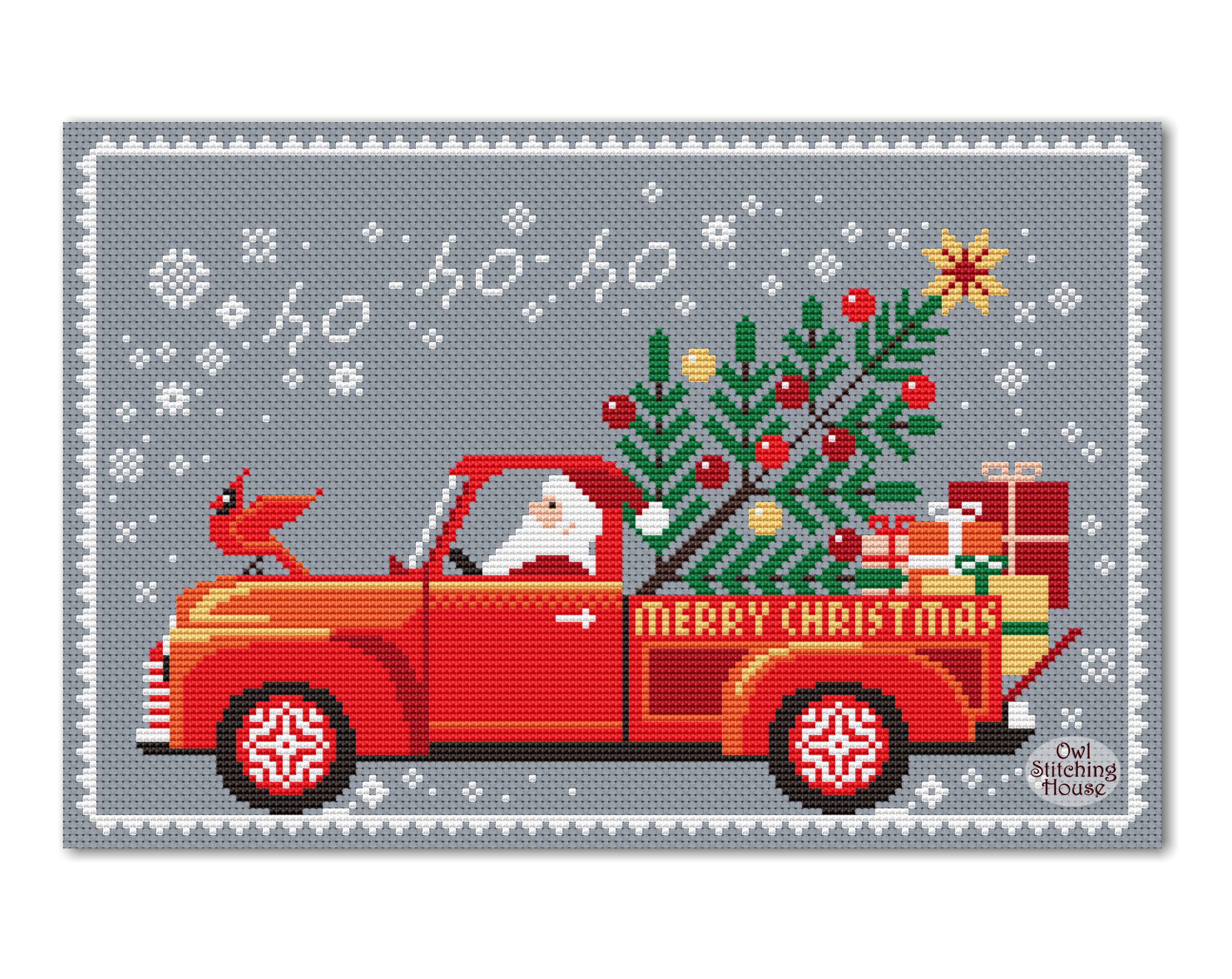 Merry Christmas Cross Stitch Pattern Winter Sampler Santa With a ...