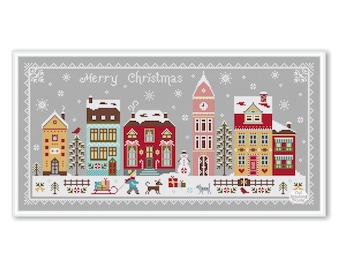 Christmas Village Cross Stitch Pattern: Winter Houses Sampler (PDF Pattern)