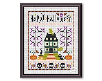 Cross stitch pattern Happy Halloween Primitive Pattern