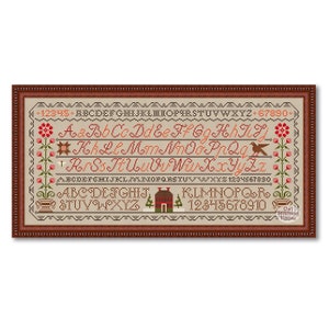 Cross stitch Sampler Alphabet, Vintage Sampler, Primitive Alphabet pattern