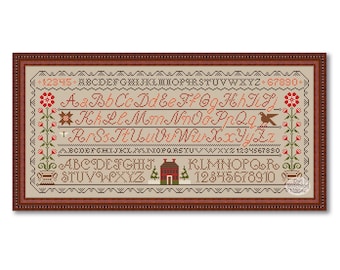 Cross stitch Sampler Alphabet, Vintage Sampler, Primitive Alphabet pattern