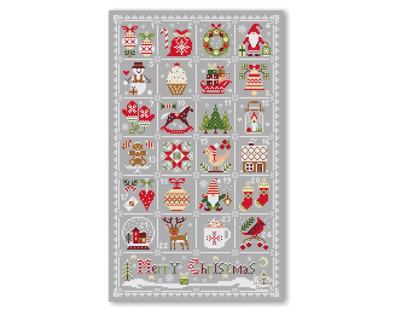 Merry Christmas Advent Calendar Cross Stitch Merry Christmas Etsy Merry Christmas Advent Calendar Cross Stitch Merry Christmas Etsy