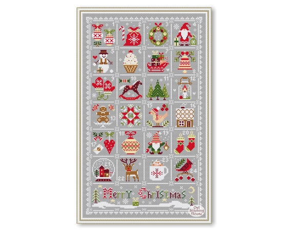 Merry Christmas Advent Calendar Cross Stitch Pattern (PDF Pattern )