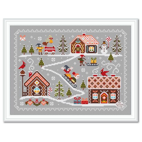 Kreuzstichmuster - Lebkuchendorf: Weihnachts-Sampler (PDF-Muster)