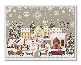 Christmas Village Cross Stitch Pattern: Winter Sampler (PDF Pattern)